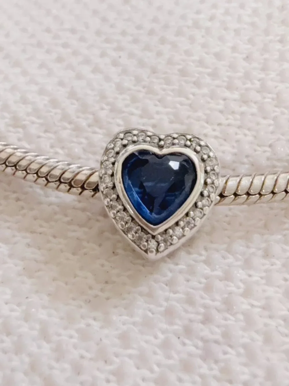 Sparkling Levelled Blue Heart Charm For Pandora Bracelet